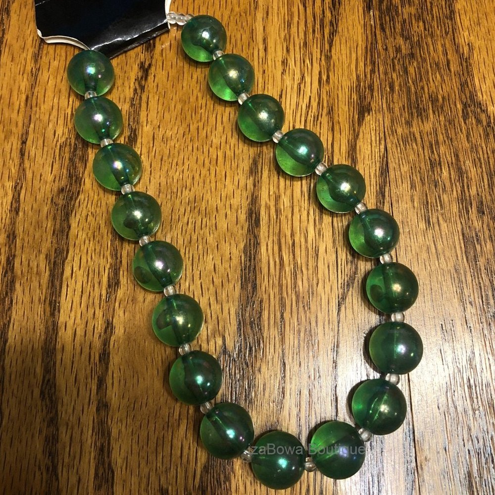 Green Clear Bead Necklace (2) NKCLR3 Handmade NWT Boutique - Picture 1 of 1